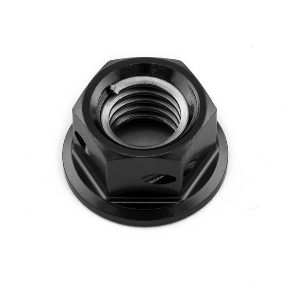 Dado corona ergal M8x(1.25mm) Forato Nero