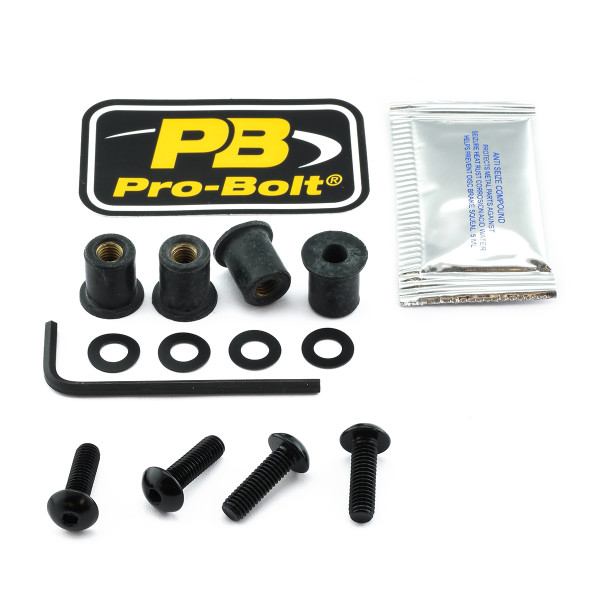 Kit Viti Ergal Plexiglass 4 Viti M6 x 25mm Nero