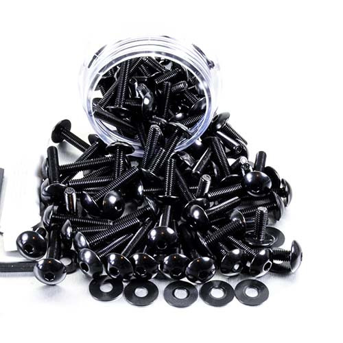 Viti Testa Bombata in Ergal M6 100 pezzi Nero