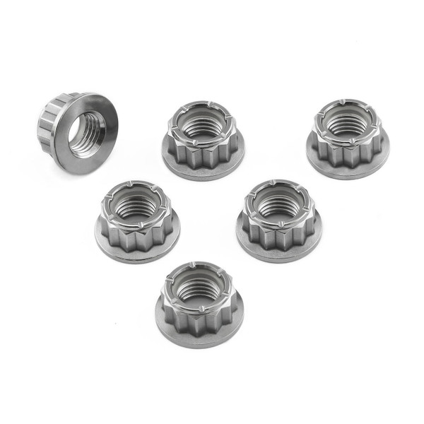 Titanio - Dadi Corona Bi-Esagonali (LOCK) M10x(1.25mm) - Conf. 6 pezzi