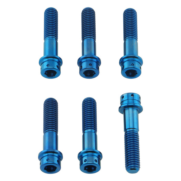 Kit Viti Titanio per Base e Testa di Sterzo Testa Cilindrica Forata Flangiata Blu