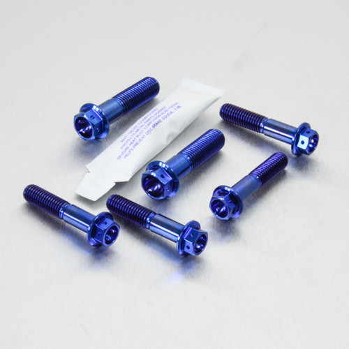 Kit Viti Titanio per Base e Testa di Sterzo Testa Forata Blu