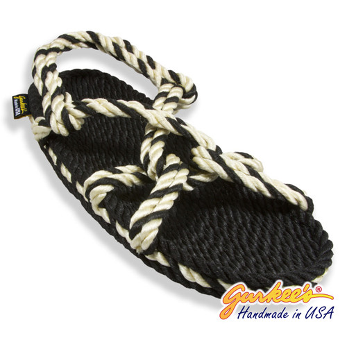 Signature Barbados Black & Natural Rope Sandals - Gurkee's