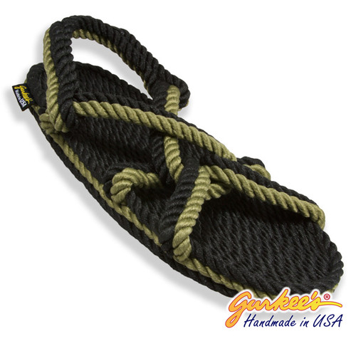 Signature Barbados Black & Olive Rope Sandals - Gurkee display picture 3