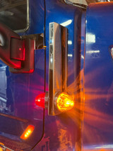 Stainless Filter Light Panel (1) Watermelon Light Hole per side - KW T680, T880, T990 and PB 579. Fits Peterbilt/Kenworth/Freightliner)