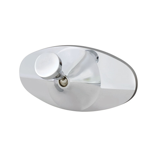 Oval Chrome Plated Aluminum Interior Rear View Mirror With Glue-On Mount