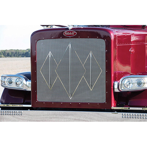 Extended Hood Grille with Small 1/4" Holes 3 Diamond with Bars, Peterbilt 379 Extended Hood Grille with Small 1/4" Holes 3 Diamond with Bars, Peterbilt 379