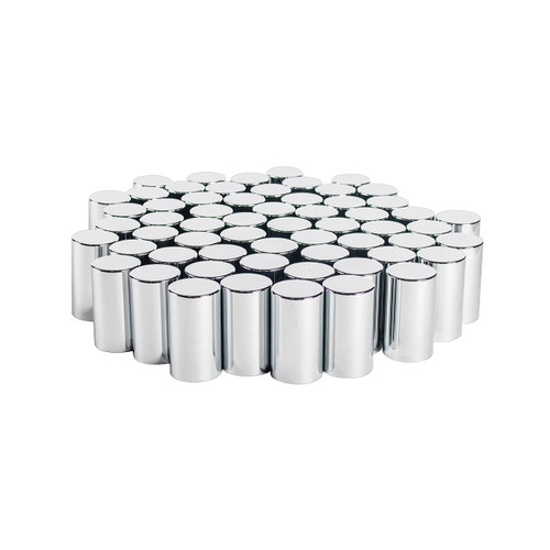 33mm x 3-1/2" Chrome Plastic Cylinder Nut Covers - Thread-On (Color Box of 10)