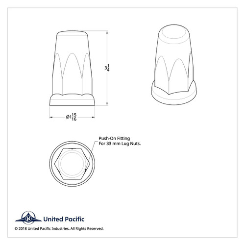 33mm X 3-1/4" Chrome Plastic Tall Nut Covers With Flange - Push-On (Box of 20)