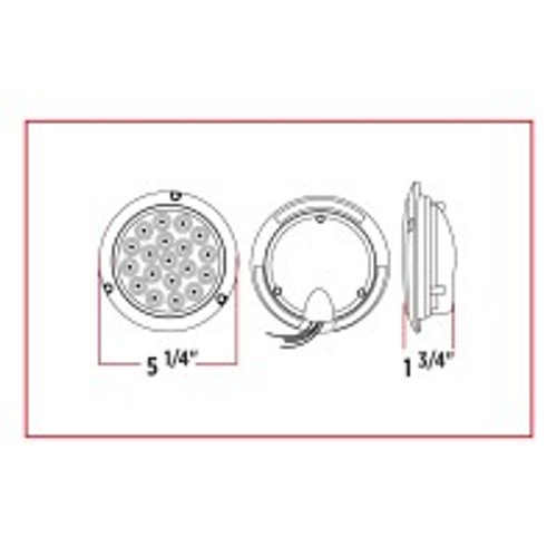 4" RED STOP, TURN & TAIL TO PURPLE AUXILIARY ROUND FLANGE MOUNT LED LIGHT - 19 DIODES