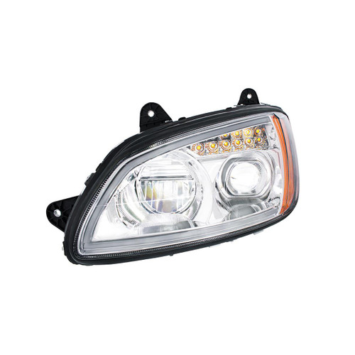 Chrome Full LED Headlight With Turn Signal & Position Light Bar For 2007-2017 Kenworth T660