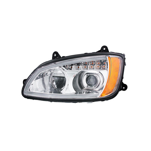 Chrome Full LED Headlight With Turn Signal & Position Light Bar For 2007-2017 Kenworth T660