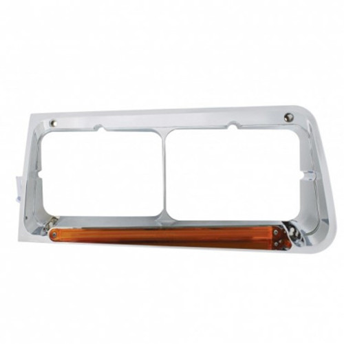 24 LED Headlight Bezel With GloLight For 1989-2009 Freightliner FLD - Amber Lens