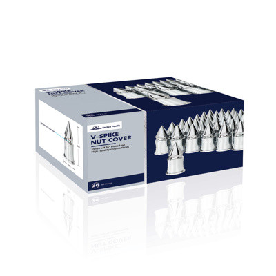 33mm X 4-3/8" Chrome Plastic V-Spike Nut Covers - Thread-On (60-Pack)