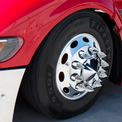 33mm X 4-3/8" Chrome Plastic V-Spike Nut Covers - Thread-On (60-Pack)