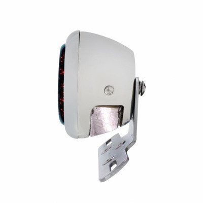 Chrome Motorcycle Rear Fender LP Bracket With 1933-36 Ford Style LED Tail Light