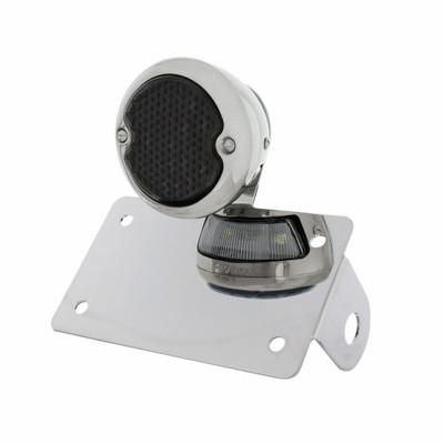 Chrome Horizontal Side Mount License Bracket With 1933-36 Ford Style LED Tail Light