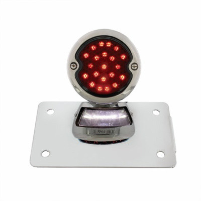 Chrome Horizontal Side Mount License Bracket With 1933-36 Ford Style LED Tail Light