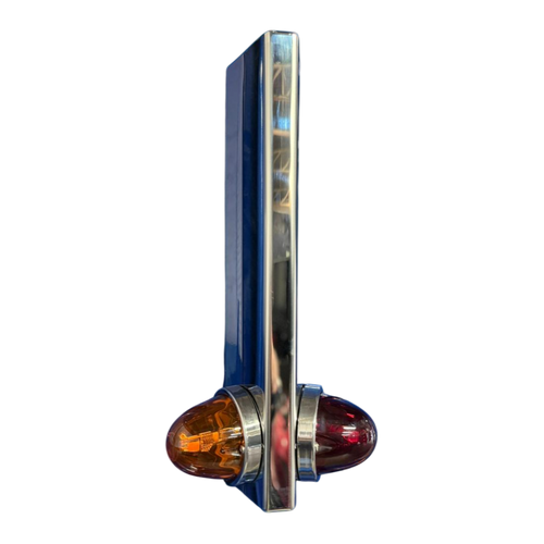 Stainless Filter Light Panel (1) Watermelon Light Hole per side - KW T680, T880, T990 and PB 579. Fits Peterbilt/Kenworth/Freightliner)