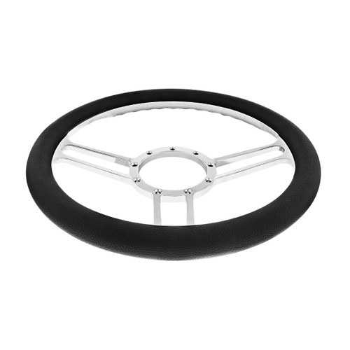 14" Chrome Aluminum 3-Spoke Style 9-Screw Mount "Competition Series" Steering Wheel
