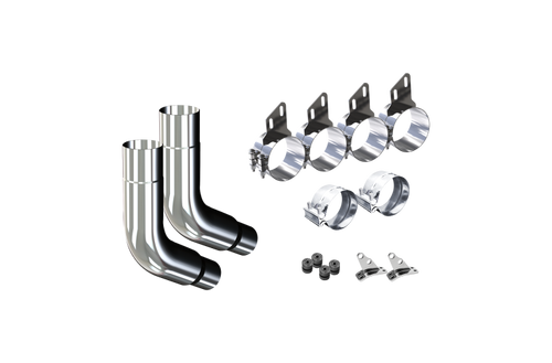 6" 7" Exhaust Kit for Peterbilt with 60 Degree OEM Elbows, Clamps, Brackets, and Bushings