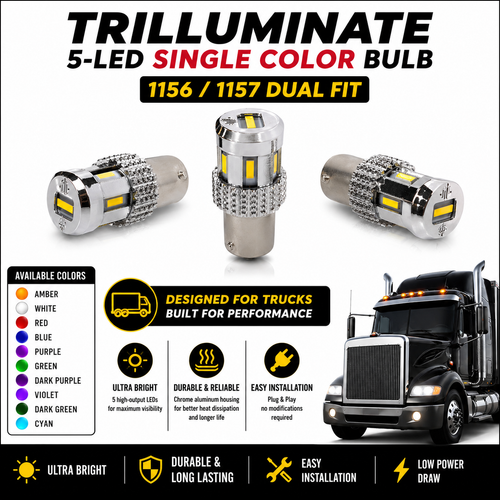 Trilluminate 5-LED Single Color Bulb – 1156 / 1157 Dual Fit