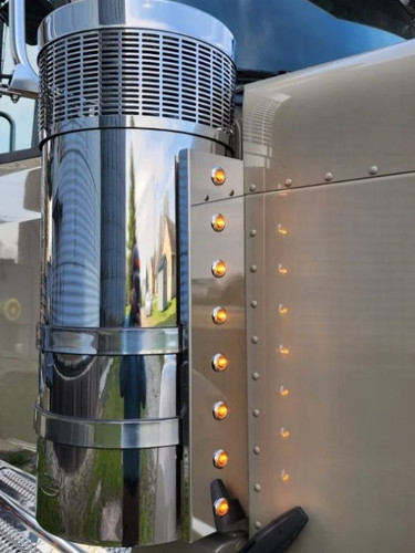 Front Peterbilt 589 Air Cleaner Strap-Mount Bracket 8 x 3/4" Light Holes per Side (Pair)