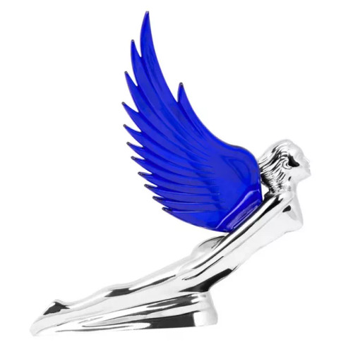 Chrome Flying Goddess Hood Ornament With Windrider Illuminated Wings