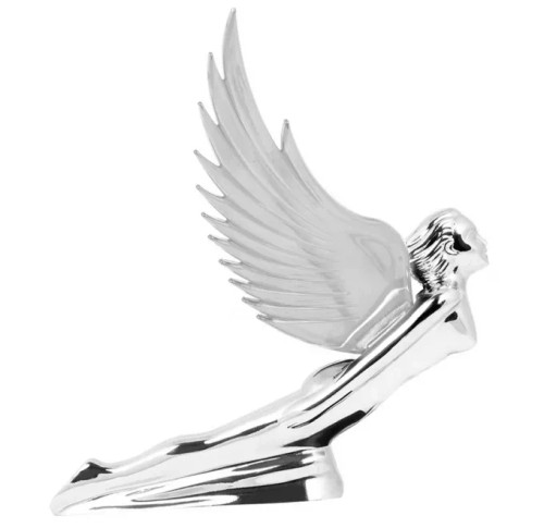 Chrome Flying Goddess Hood Ornament With Windrider Illuminated Wings