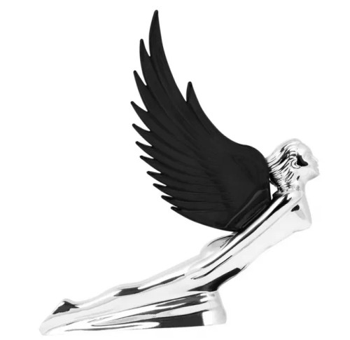 Chrome Flying Goddess Hood Ornament With Windrider Illuminated Wings