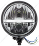 Black 5-3/4" Motorcycle Headlight 9 LED Bulb With White LED Light Bar
