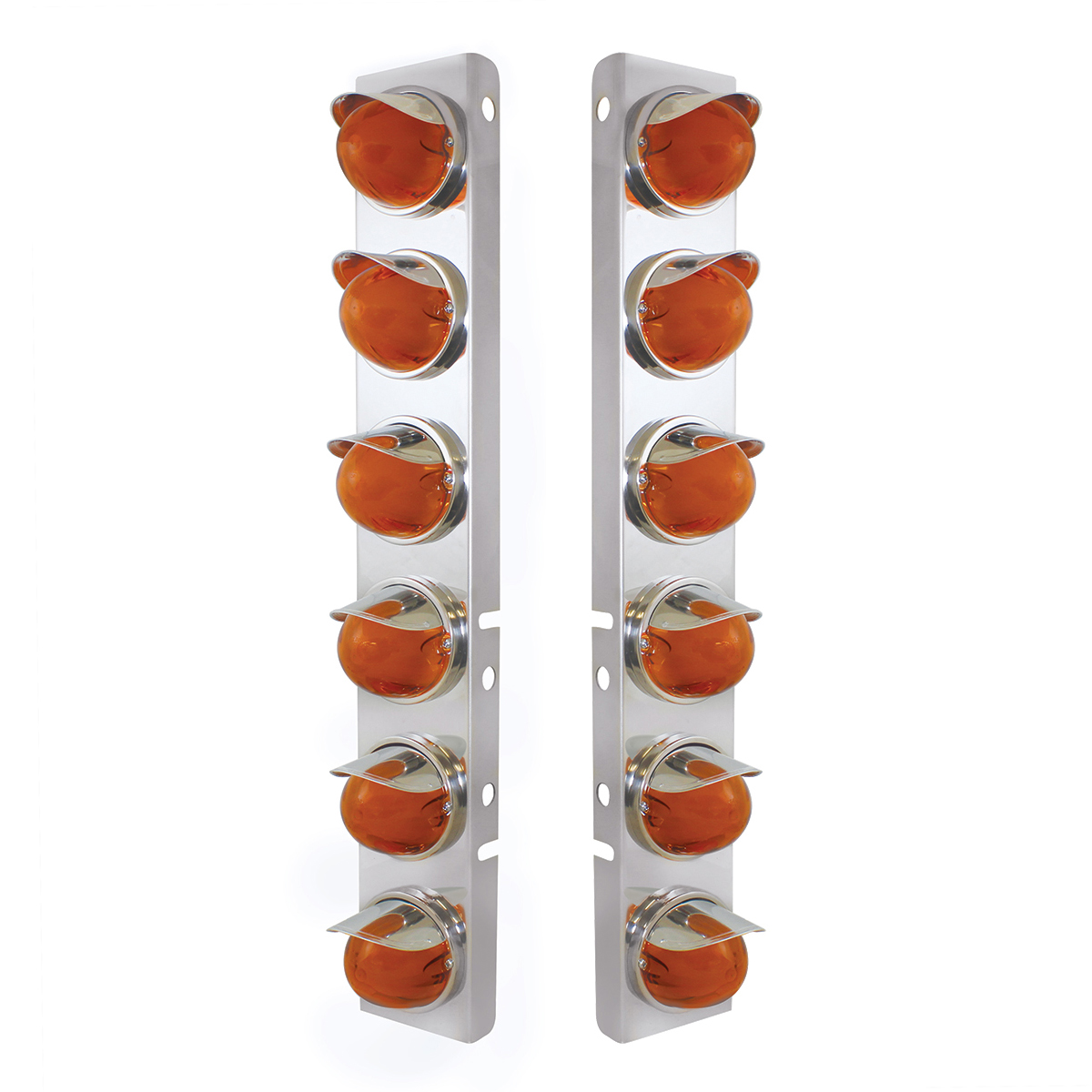 PB SS Front Air Cleaner Brkt w/12X 9 Amber Hi/Lo LED "GLO" Watermelon Lights & Visors -Amber Lens-United Pacific-34440
