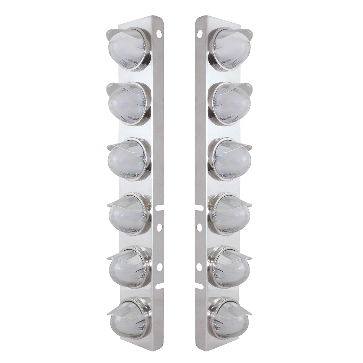 PB SS Front Air Cleaner Brkt w/12X 9 Amber Hi/Lo LED "GLO" Watermelon Lights & Visors -Clear Lens-United Pacific-34441
