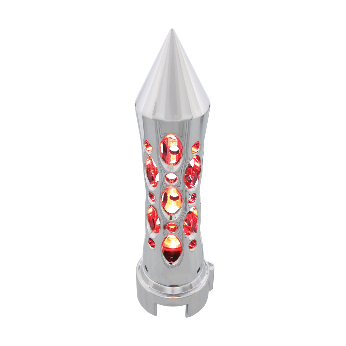 Chrome "Daytona" 13/15/18 Speed Spike Gearshift Knob w/ High Power LED - Red