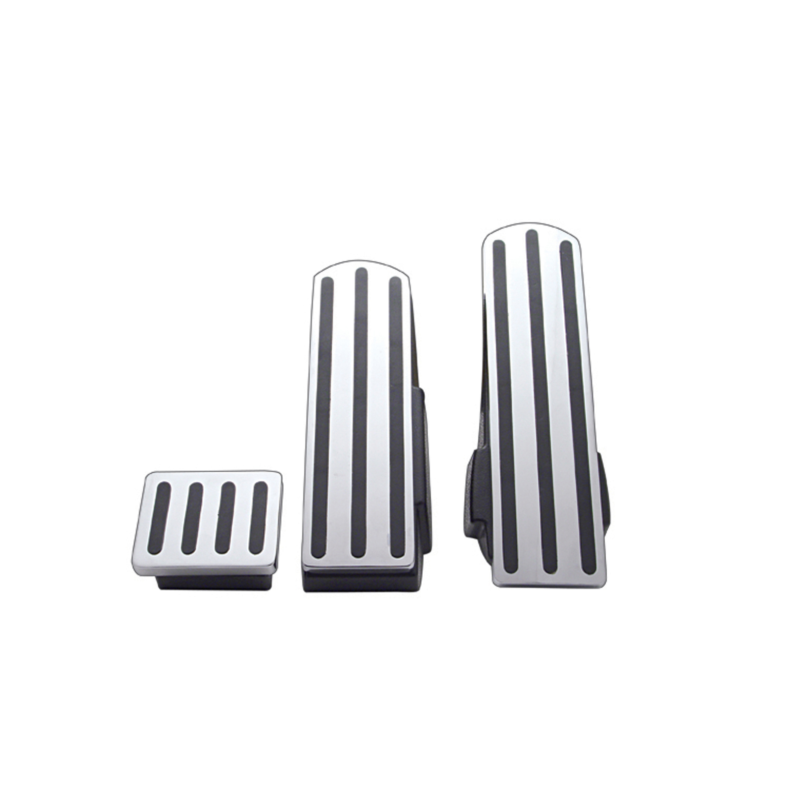 Chrome Pedal Set With Black Insert For 1990-05 Kenworth W900L, 1986-05 T800, & 1986-93 T600
