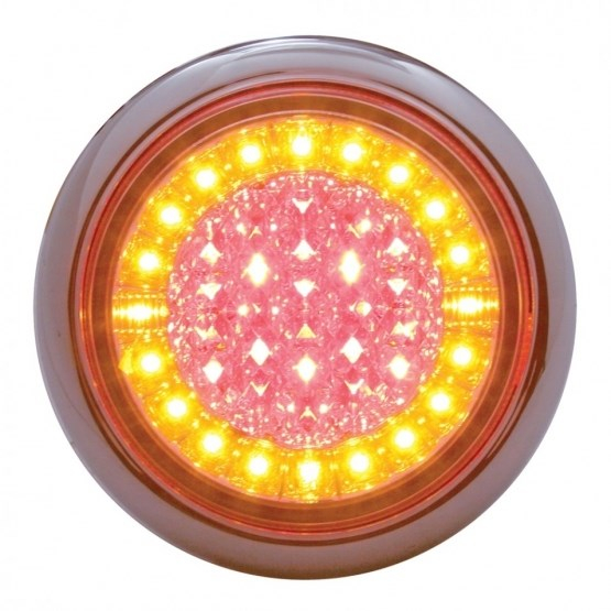 44 LED "Euro" Stop, Turn & Tail Light (Flange Mount) - Amber LED/Red LED/Clear Lens