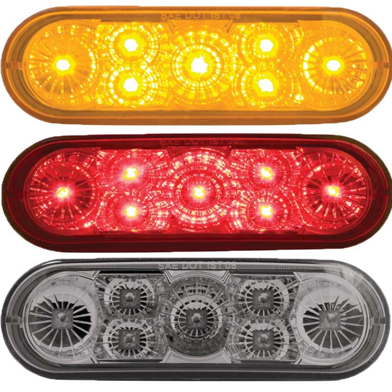 7 LED Oval Stop, Turn & Tail Light - Red LED/Red Lens