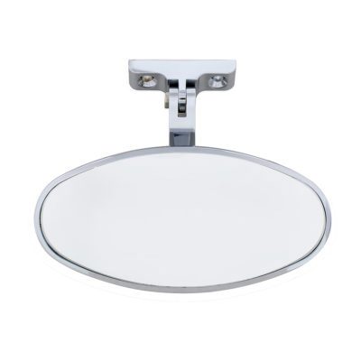 Oval Chrome Plated Aluminum Interior Rear View Mirror With Screw-On Mount