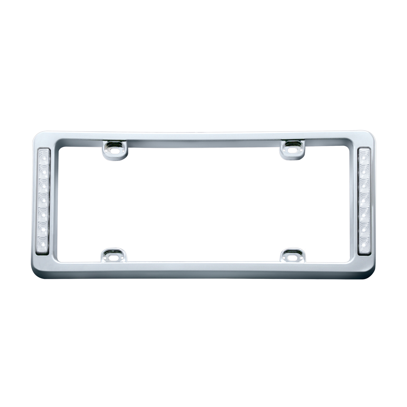 14 LED Chrome License Plate Frame - Red LED/Clear Lens
