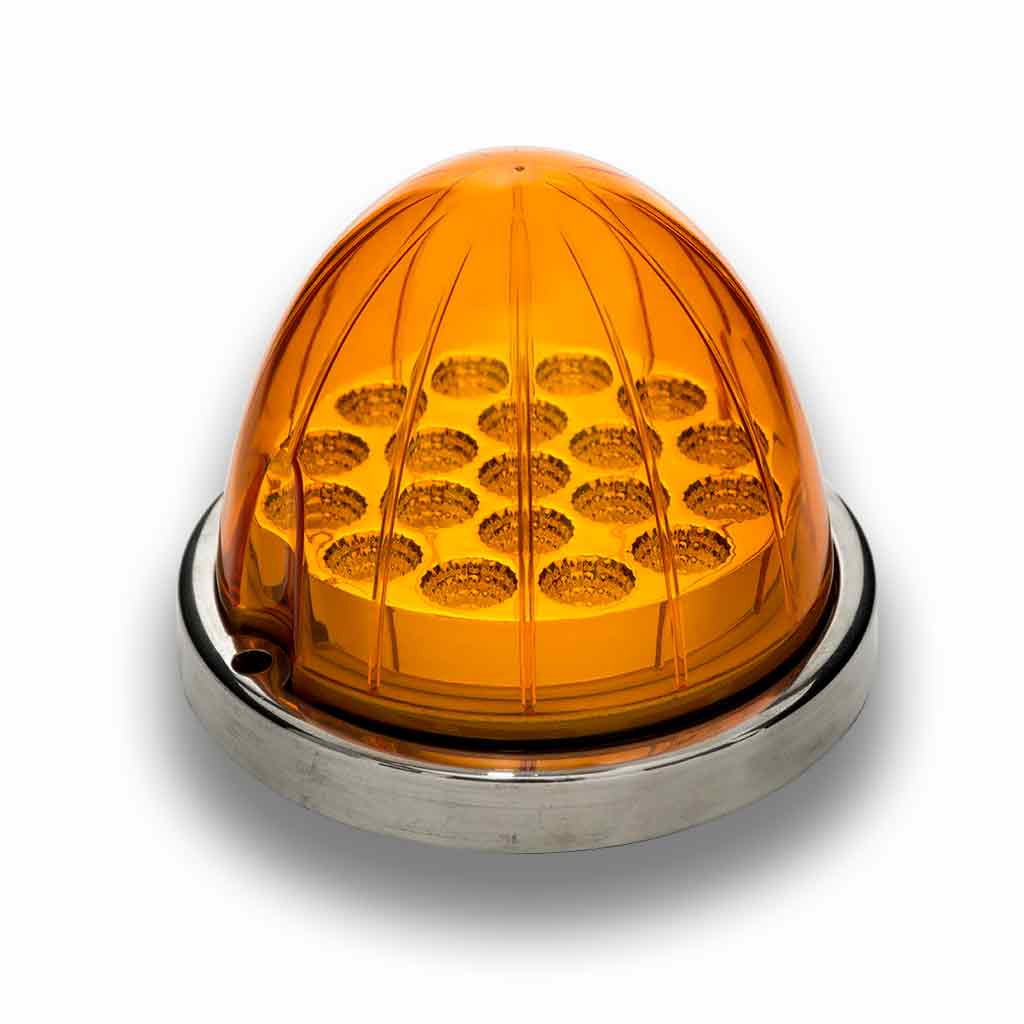 Clear Amber Watermelon LED with Reflector Cup & Lock Ring (19 Diodes)