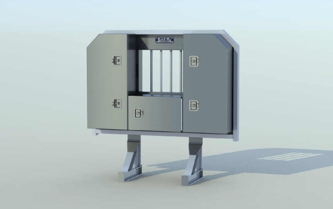 70" x 68" Jail Bar Headache Rack with 3 Doors