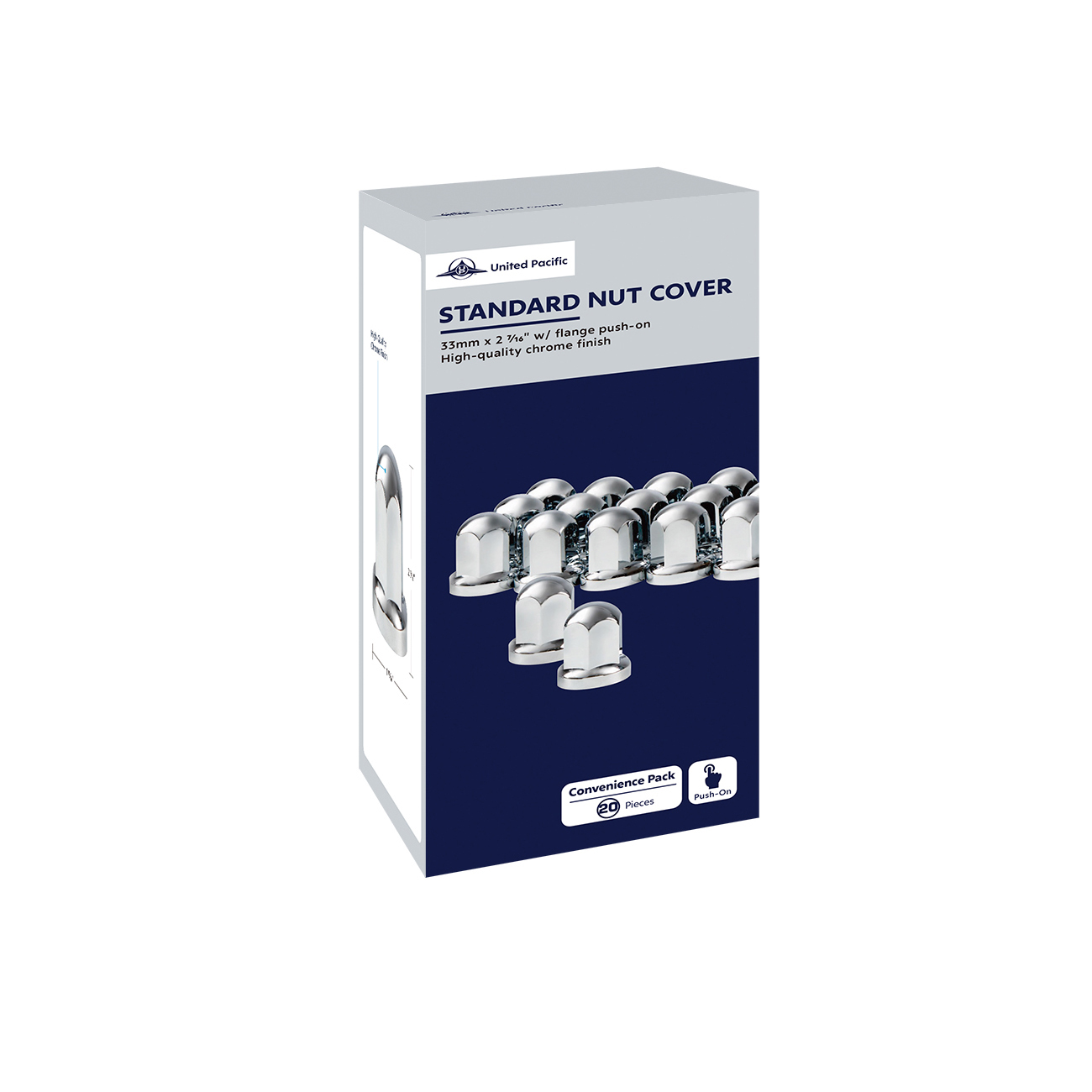 33mm X 2-7/16" Chrome Plastic Standard Nut Cover With Flange - Push-On (Color Box of 60)