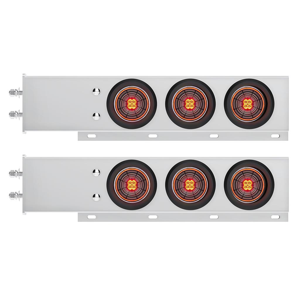 2-1/2" BOLT PATTERN SS SPRING LOADED BAR WITH 6X 4" 13 LED ABYSS LIGHTS - RED LED/CLEAR LENS (PAIR)