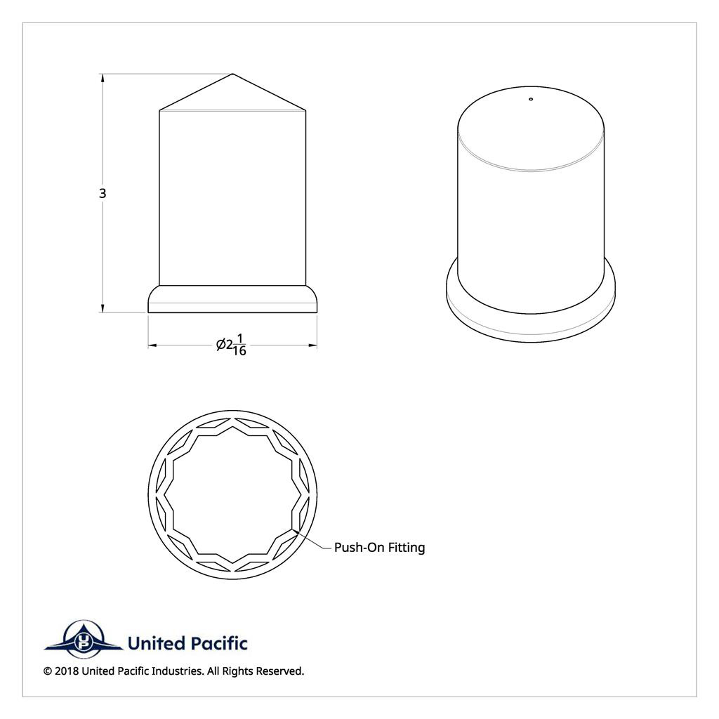 1-1/2" X 3" CHROME PLASTIC POINTED NUT COVERS - PUSH-ON (COLOR BOX OF 60)