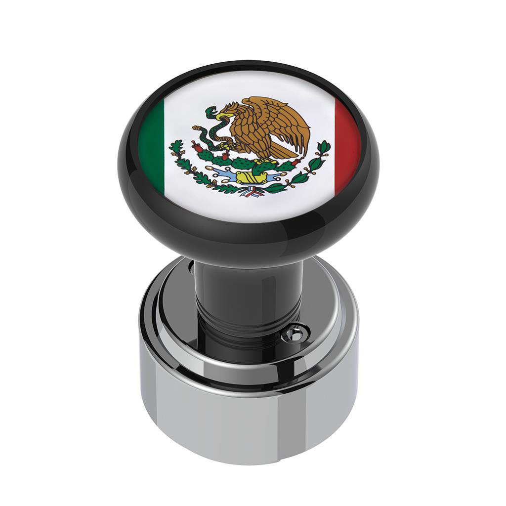 THREAD-ON GEARSHIFT KNOB WITH 9/10 SPEED ADAPTER & MEXICO FLAG STICKER - BLACK