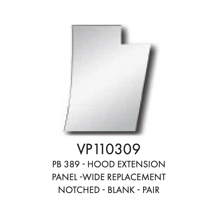 Peterbilt 389 Stainless 4" Wide Replacement Notched Hood Extension Panels Peterbilt 389 Stainless 4" Wide Replacement Notched Hood Extension Panels