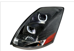 "Blackout" Projection Headlight W/White LED Light Bar For 2003-2017 Volvo VN/VNL