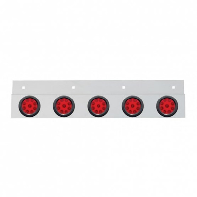 Stainless Top Mud Flap Plate With 5X 9 LED 2" Reflector Lights & Grommets