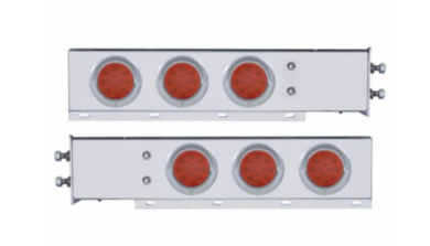 2-1/2" Bolt Pattern Chrome Spring Loaded Light Bar With 6X 12 LED 4" Reflector Lights (Pair)