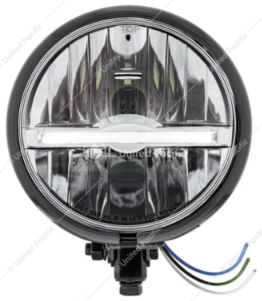 Black 5-3/4" Motorcycle Headlight 9 LED Bulb With White LED Light Bar Black 5-3/4" Motorcycle Headlight 9 LED Bulb With White LED Light Bar